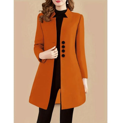 Women's slim-fit modal coat with rabbit fur fabric in army green colour, showing 40cm short length and Korean style cut