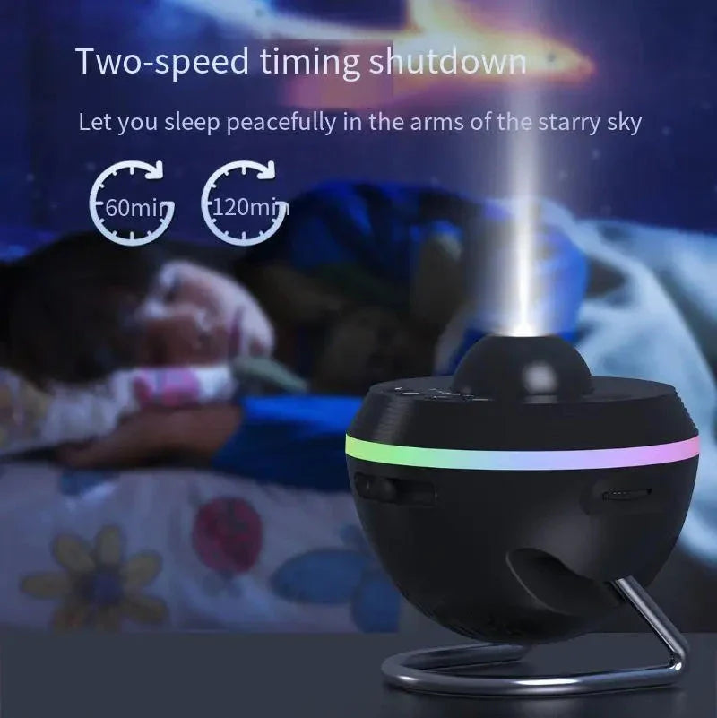 Dynamic Galaxy Projector with 13 interchangeable film discs, 6 vibrant light modes, and a stunning meteor effect