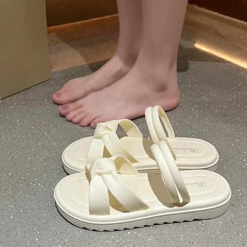 Women's PVC sandals with soft thick back in black and white colour options