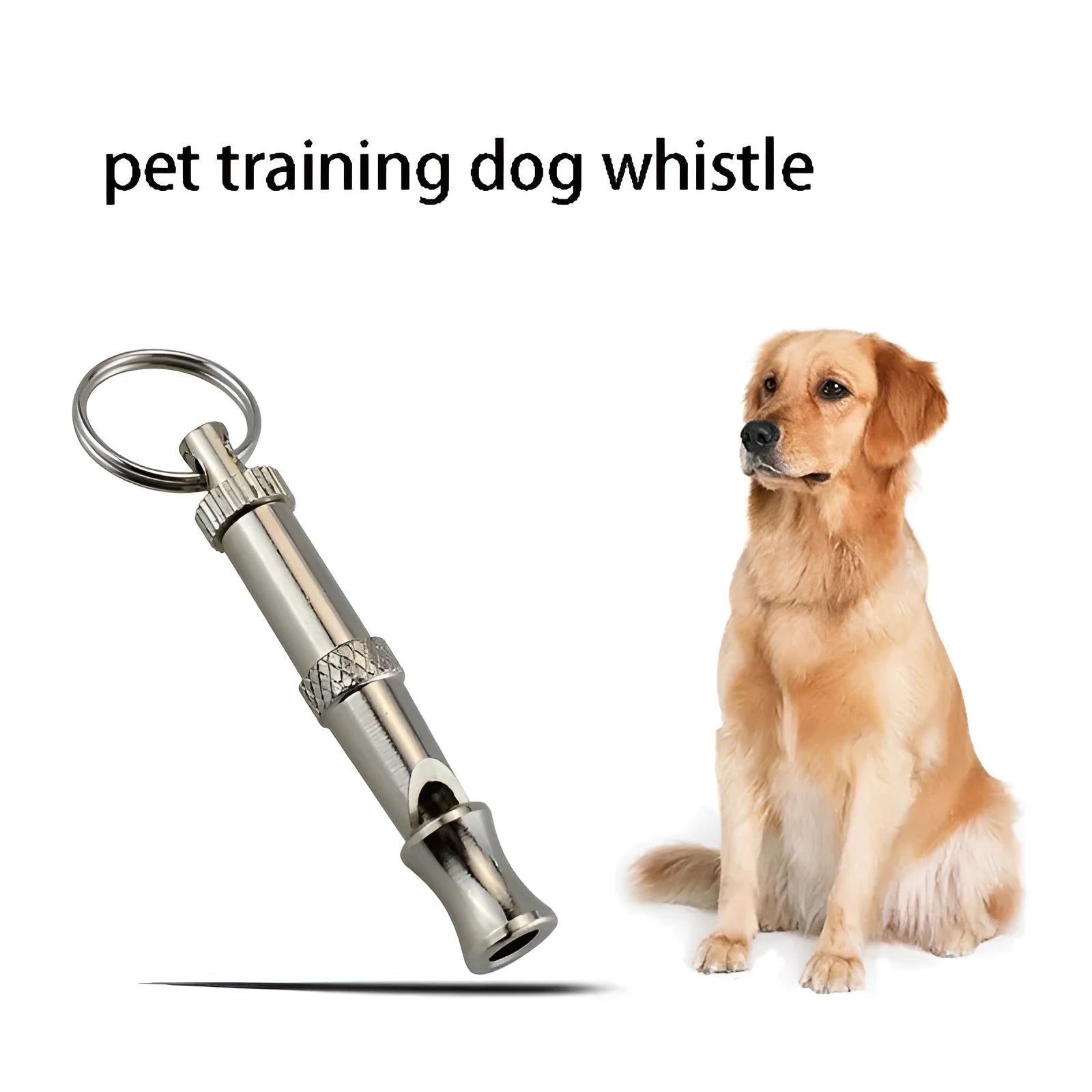 Metallic brass ultrasonic adjustable dog whistle for training with pitch control nut