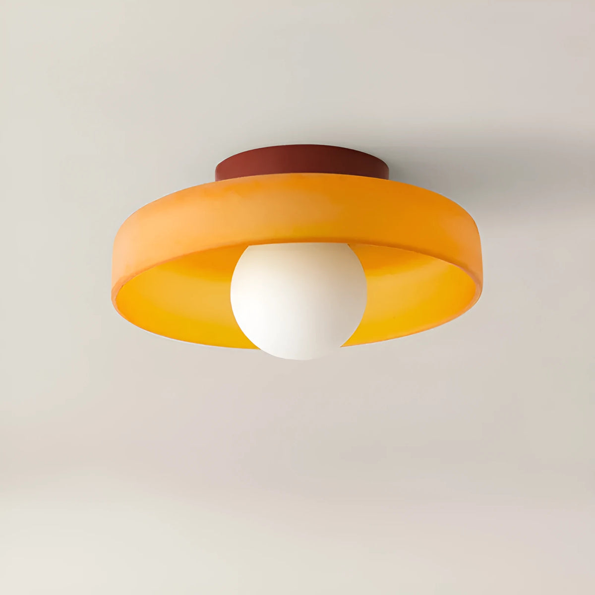 Round glass ceiling light in white for entry porch corridor, 25cm diameter, modern simple style