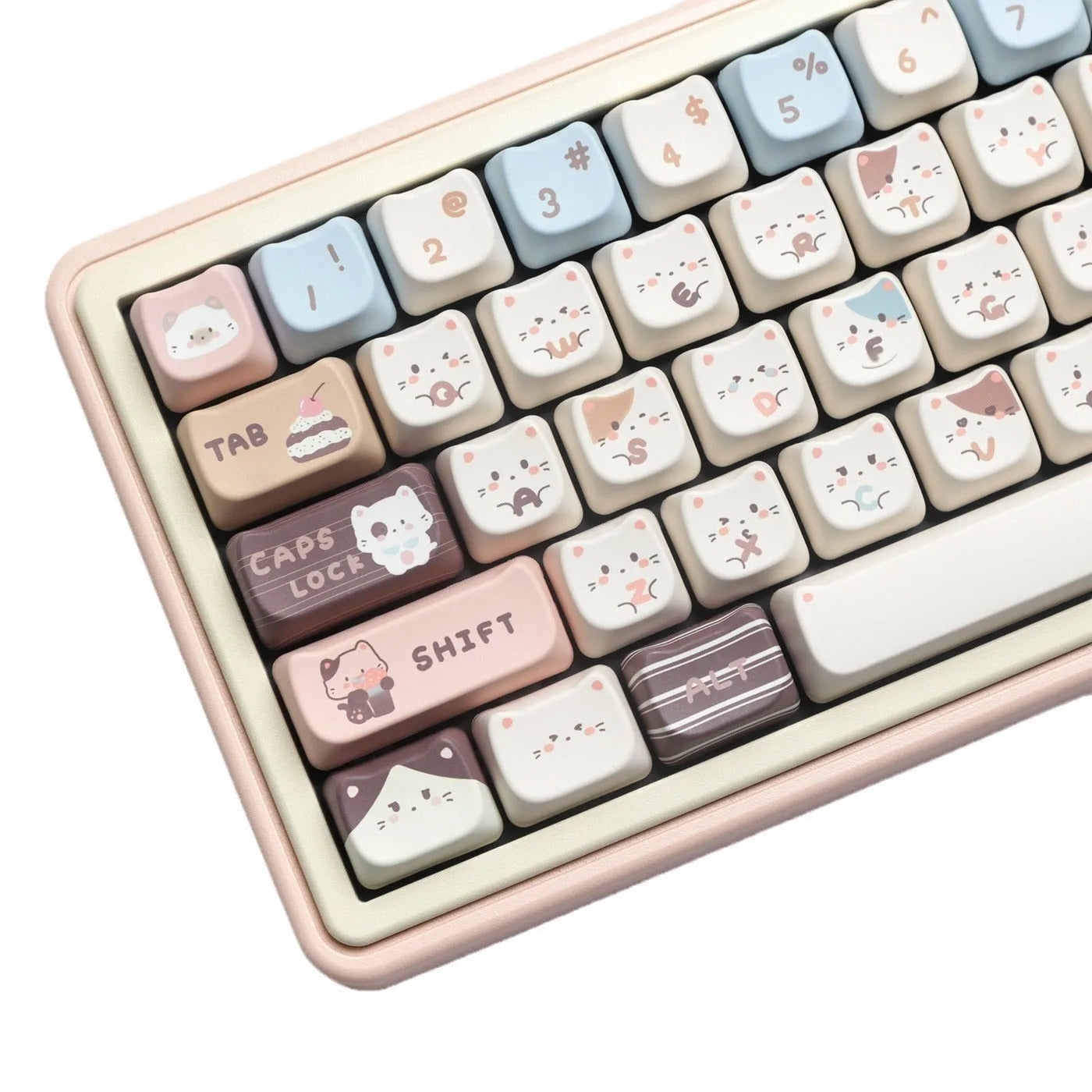 Sea Salt Cat PBT sublimation keycap full set with 7u space bar supplement for mechanical keyboards
