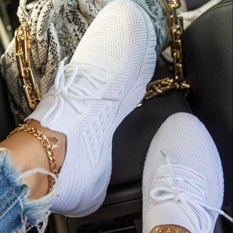 Women's thick bottom casual sneakers in solid colours white, red, blue, black, khaki, grey, pink, light blue