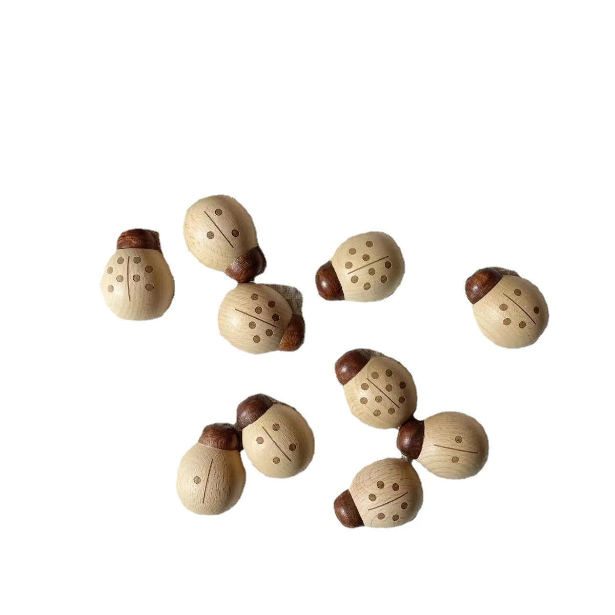 Beech wood ladybird digital teaching aid toy for children 4-6 years, with net pocket storage.