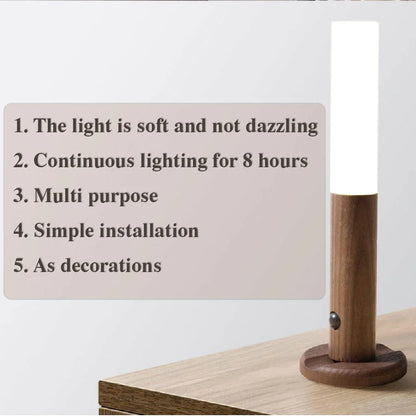 Magnetic Wireless LED Night Light with Motion Sensor and USB Charging - Warm Lighting for Corridors, Porches, and Cabinets