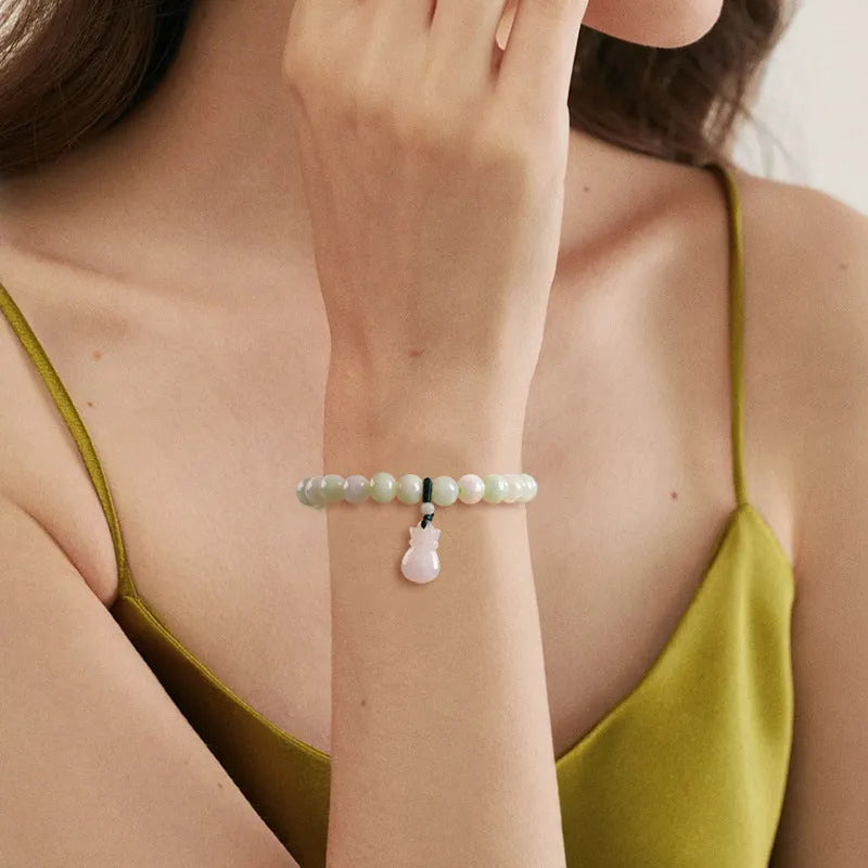8mm flower jade purse bracelet with national style design for men and women