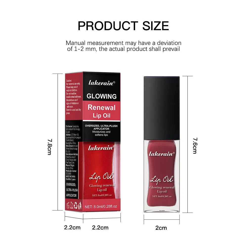 Lakerain colourful lip gloss tube in seven shade options with 8ml net content