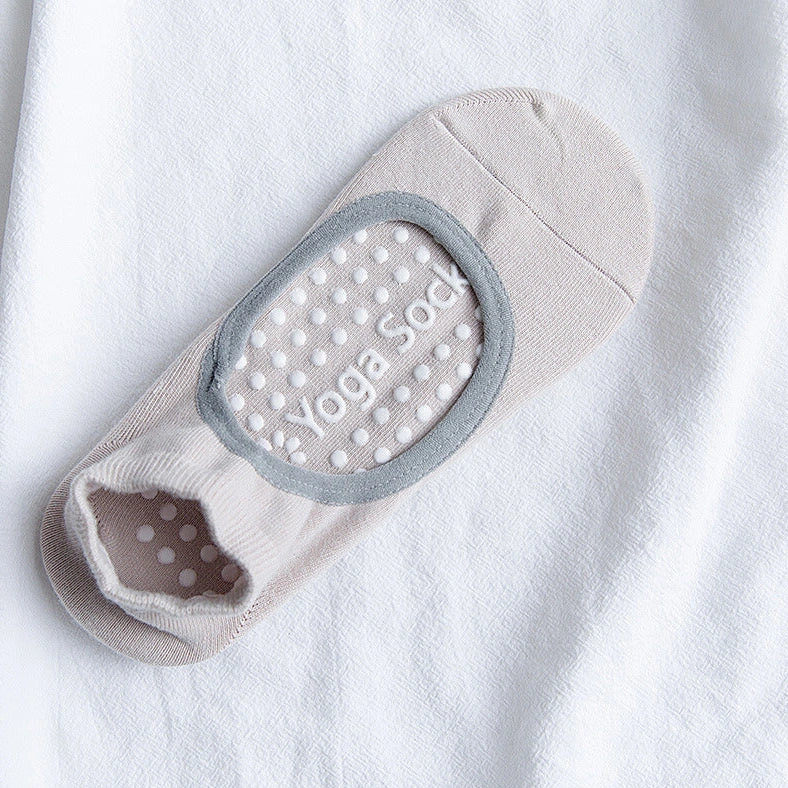 Yoga socks with silicone grip patterns on sole in bean green colour