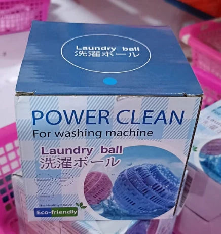 Laundry ball in blue, pink, white, and green for effective clothes cleaning