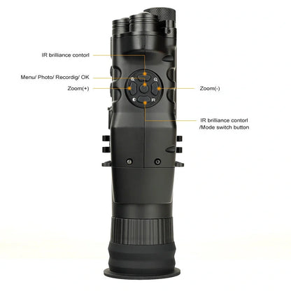 CY789 HD night vision photography instrument showing compact 106×97×47mm dimensions and optical components