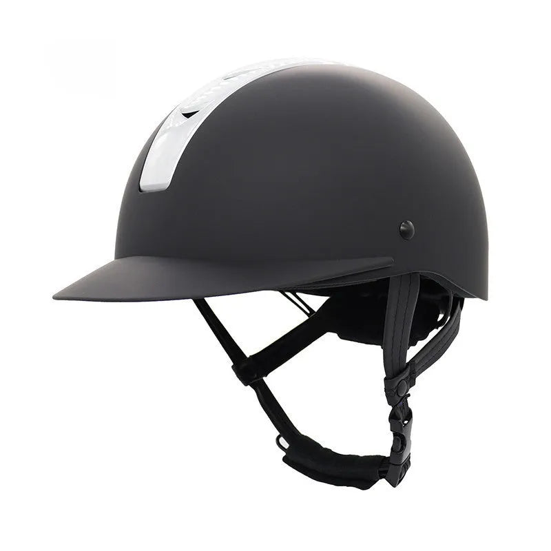 Super light equestrian helmet in bright black with ABS shell and EPS lining for summer horse riding