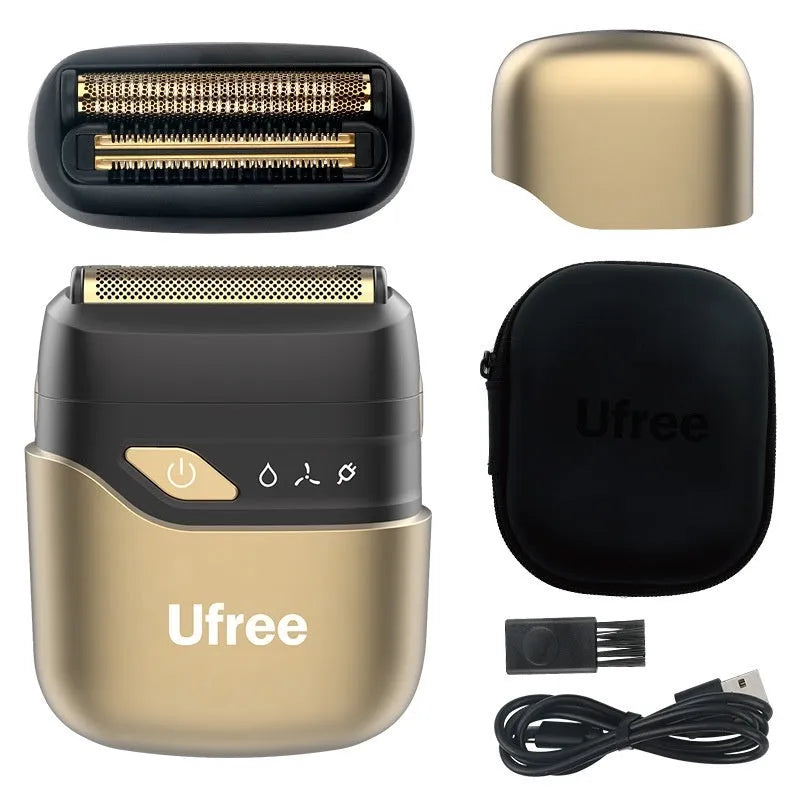 Gold electric reciprocating two cutter head shaver with floating head and LED display