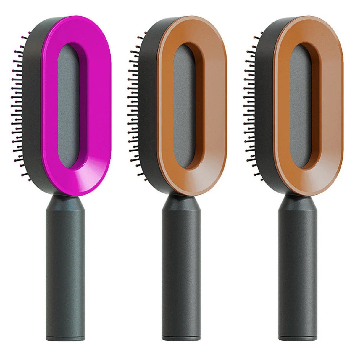 3D Air Cushion Hair Brush in elegant white, showcasing wide comb teeth and ergonomic handle