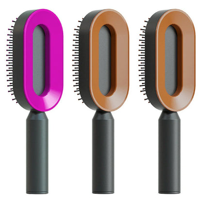 3D Air Cushion Hair Brush in elegant white, showcasing wide comb teeth and ergonomic handle