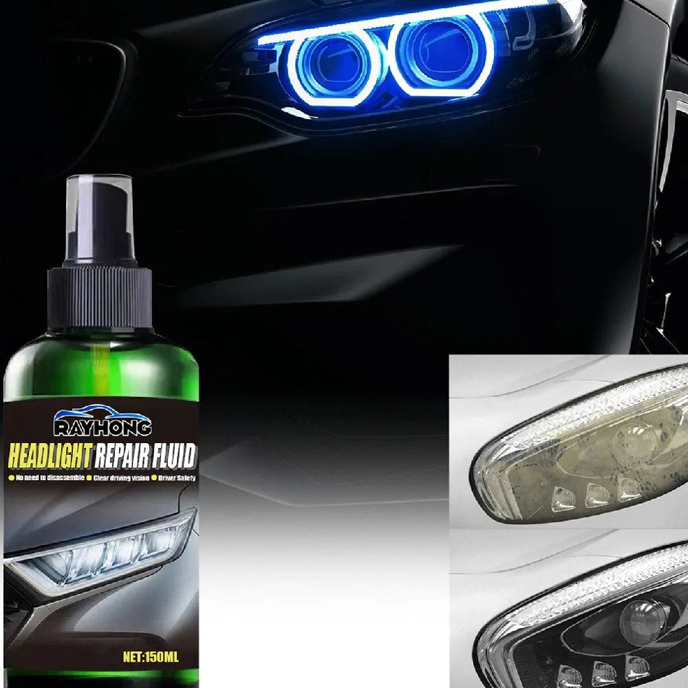 150ml bottle of car headlight repair liquid for restoring yellowed plastic lenses.