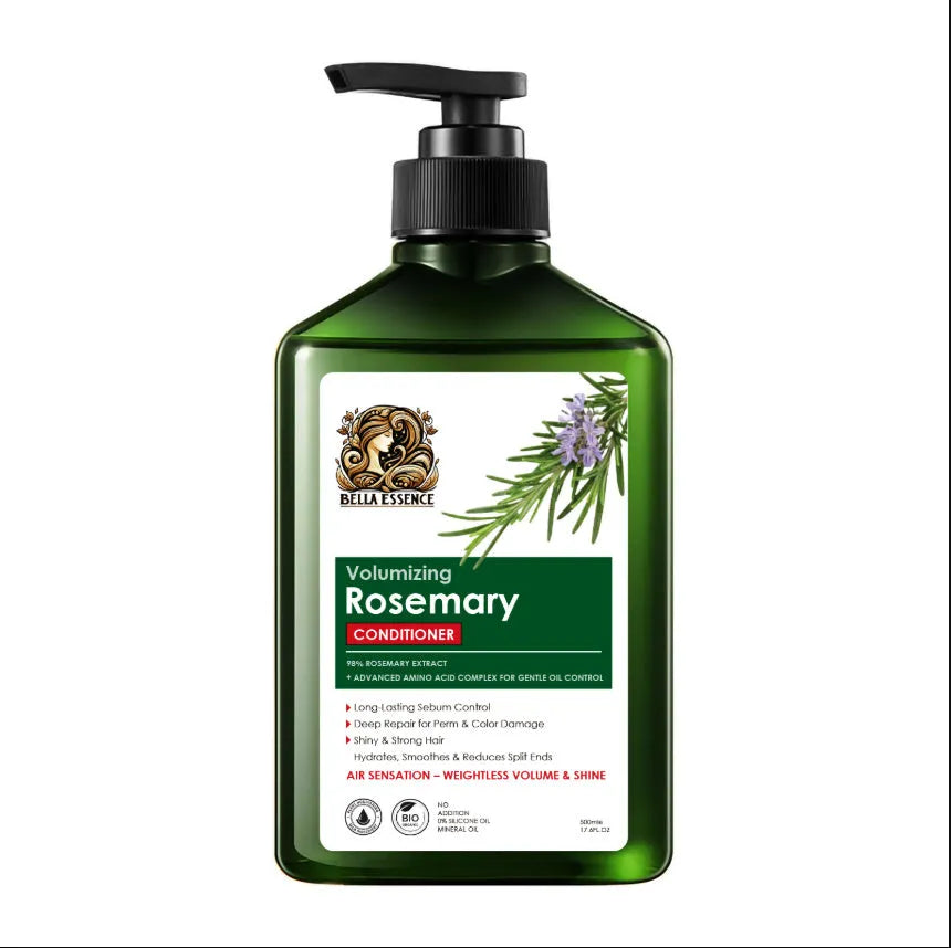 Bottle of Rosemary Anti-Dandruff Fluffy Shampoo with herbal scent for dry scalp care