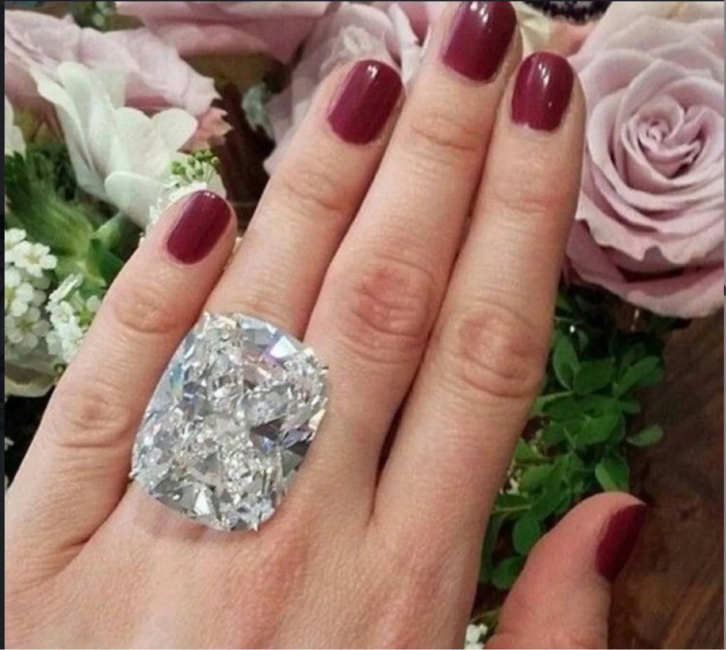 Women's white gold colour square diamond ring with geometric inlay design on alloy band