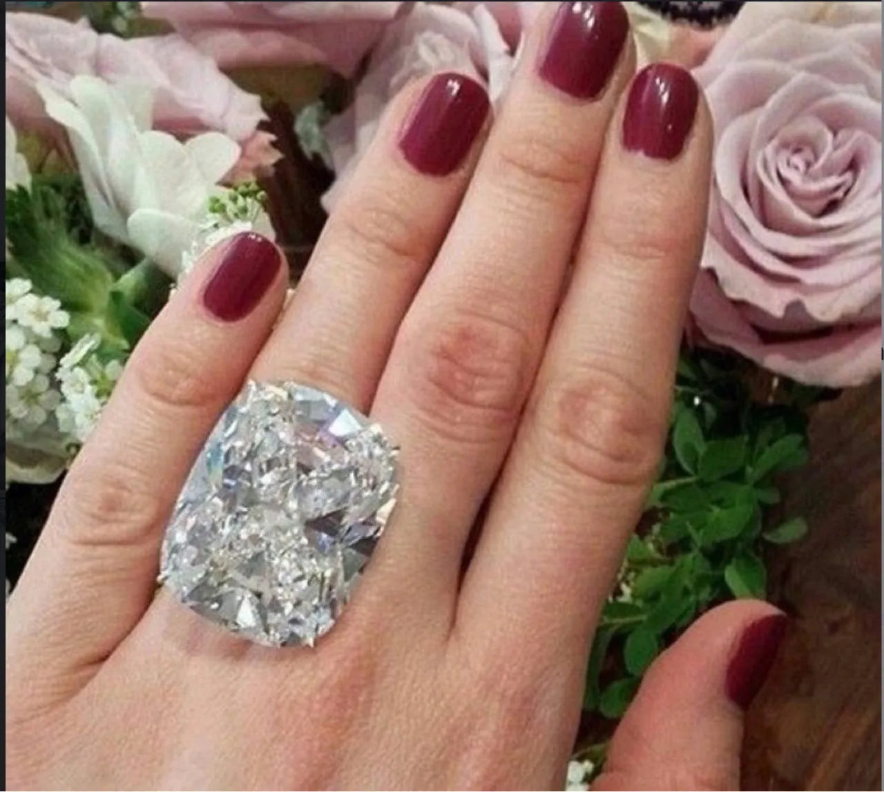 Women's white gold colour square diamond ring with geometric inlay design on alloy band