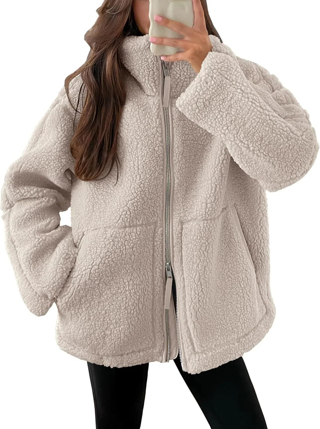 Stylish women's fleece zip-up jacket with pockets in various colours