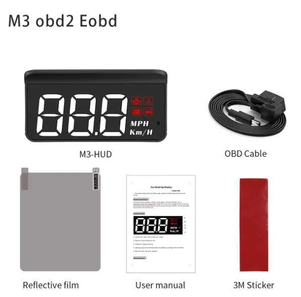M3 car OBD2 GPS head-up display projector with 4:3 screen and OBD cable