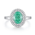 Geometric oval S925 sterling silver women's ring with inlaid palaibahao and high carbon diamond accents