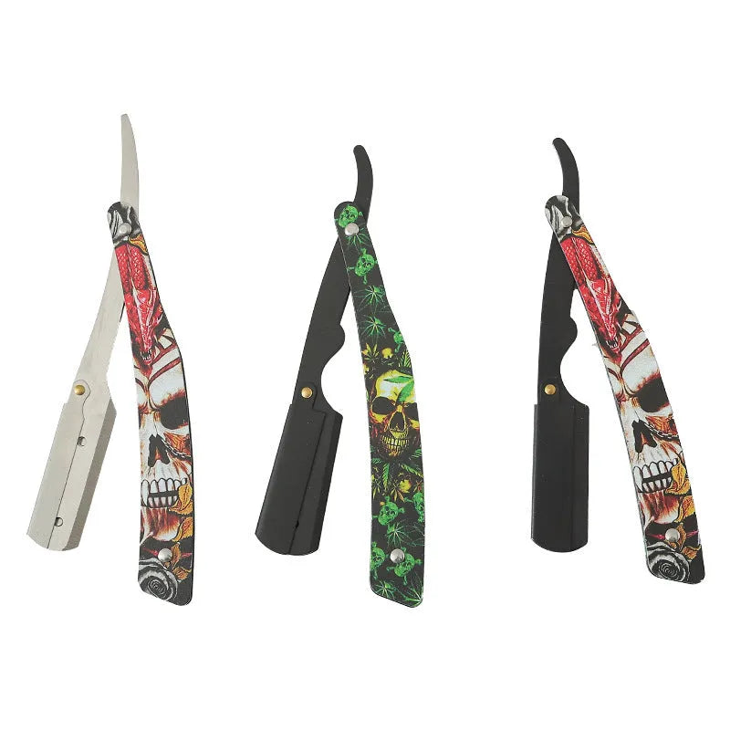 Clown Skull manual pogonotomy shaver with 74-blade and four colour pattern options