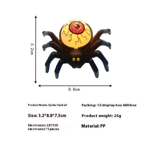 Halloween spider-back candle light ornament with plastic construction measuring 7 by 8.5 by 5 centimetres