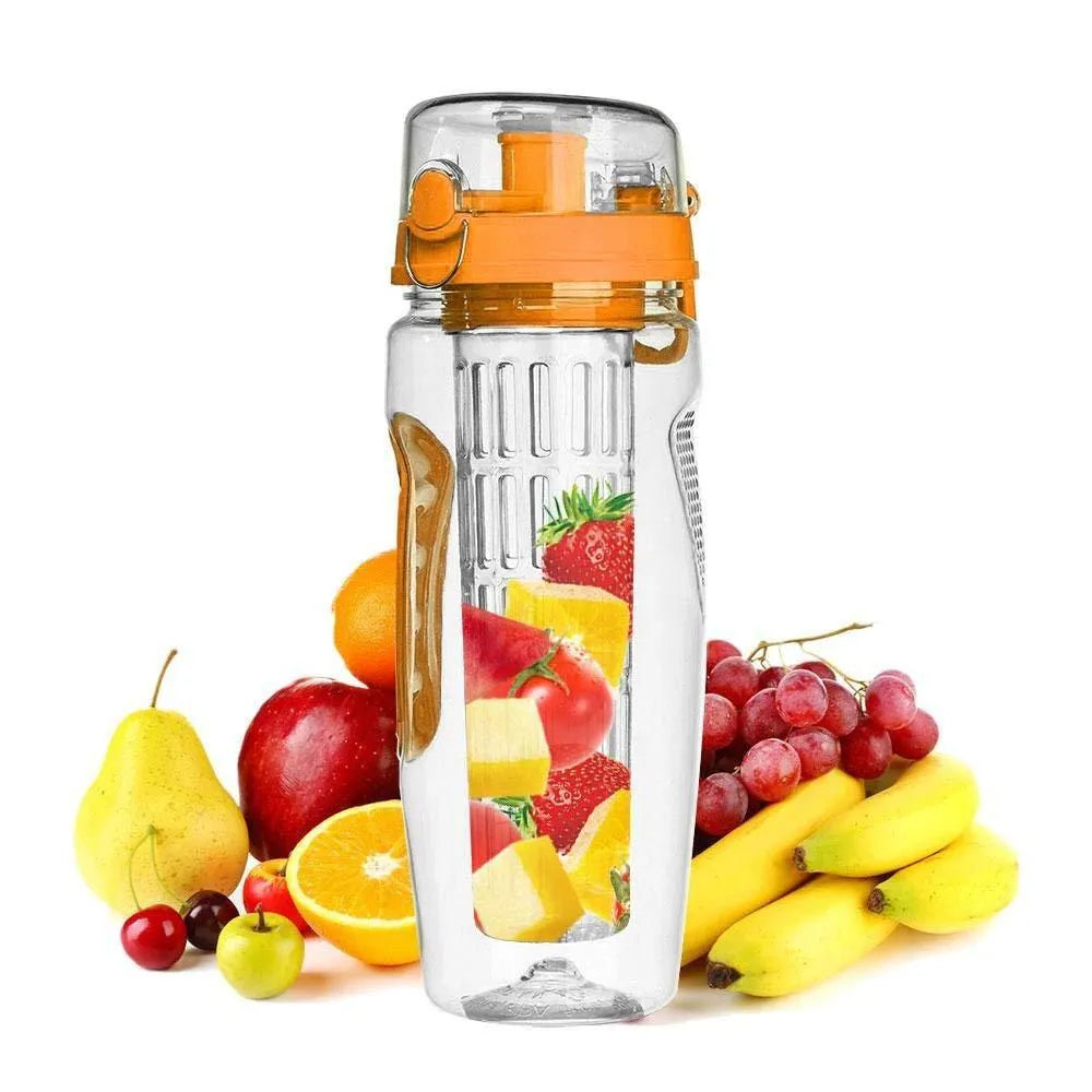 32oz Tritan fruit infusing water bottle with fruit cup infuser and leakproof design