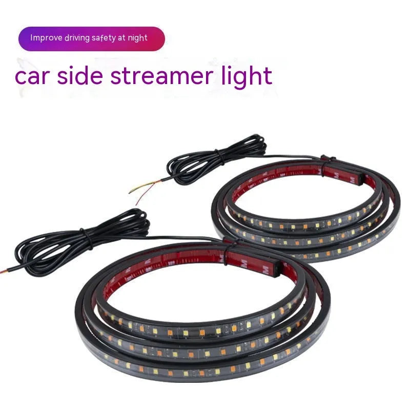 Yellow and white pedal streamer side steering light lamp for vehicles with 150cm or 180cm length.