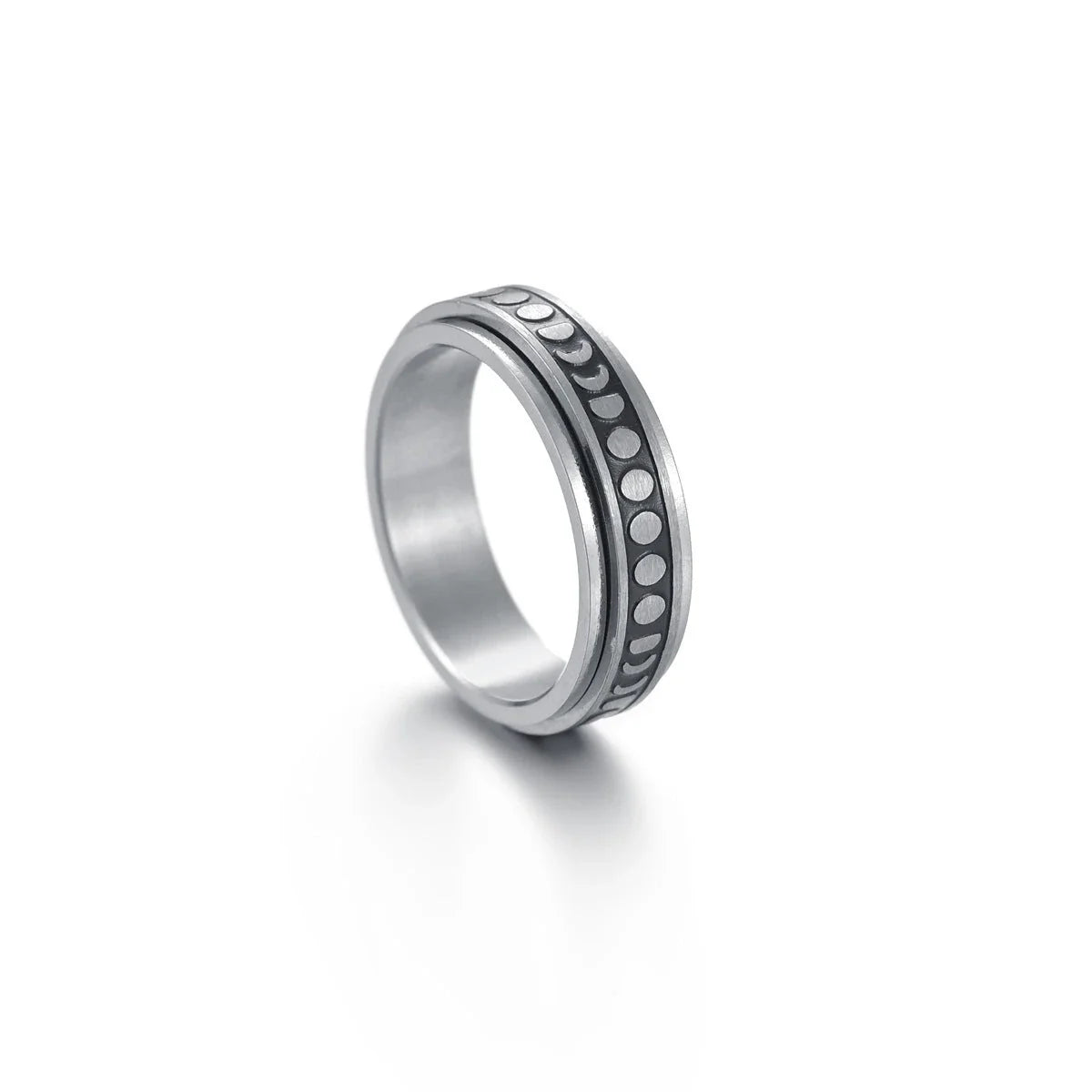 Stylish titanium steel rings with stars, moons, and unique textures for fashionable accessories