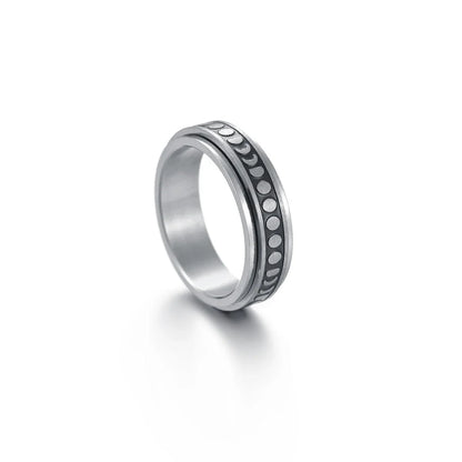 Stylish titanium steel rings with stars, moons, and unique textures for fashionable accessories