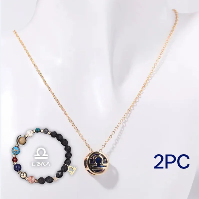 Handmade natural stone beaded necklace and matching bracelet set on a plain background.
