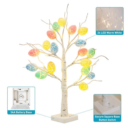 Birch Tree Lights with Cracked Egg Lights for Easter Decoration