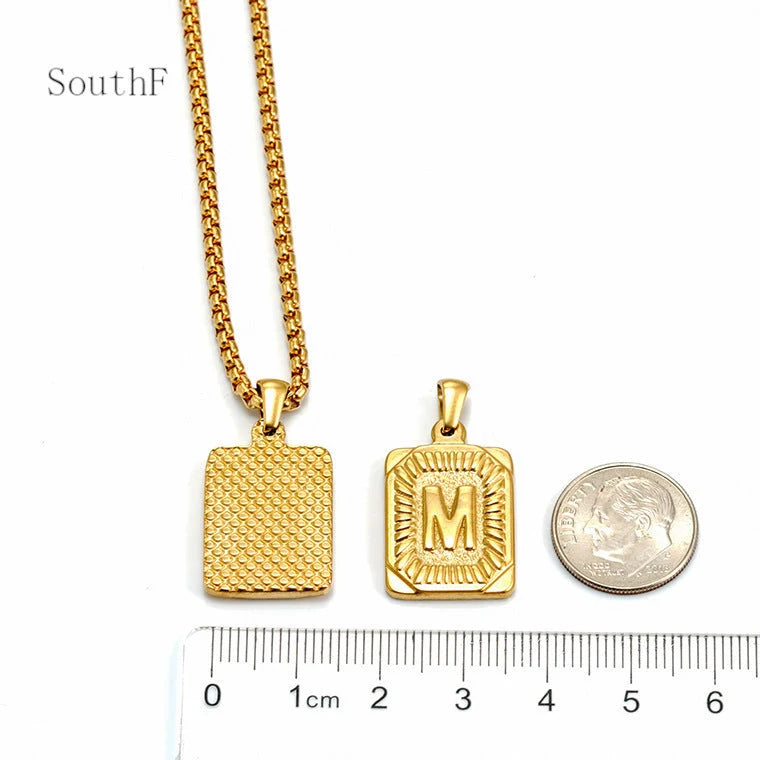 Gold-plated 18K titanium steel letter necklace with pearl chain, personalised from A to Z