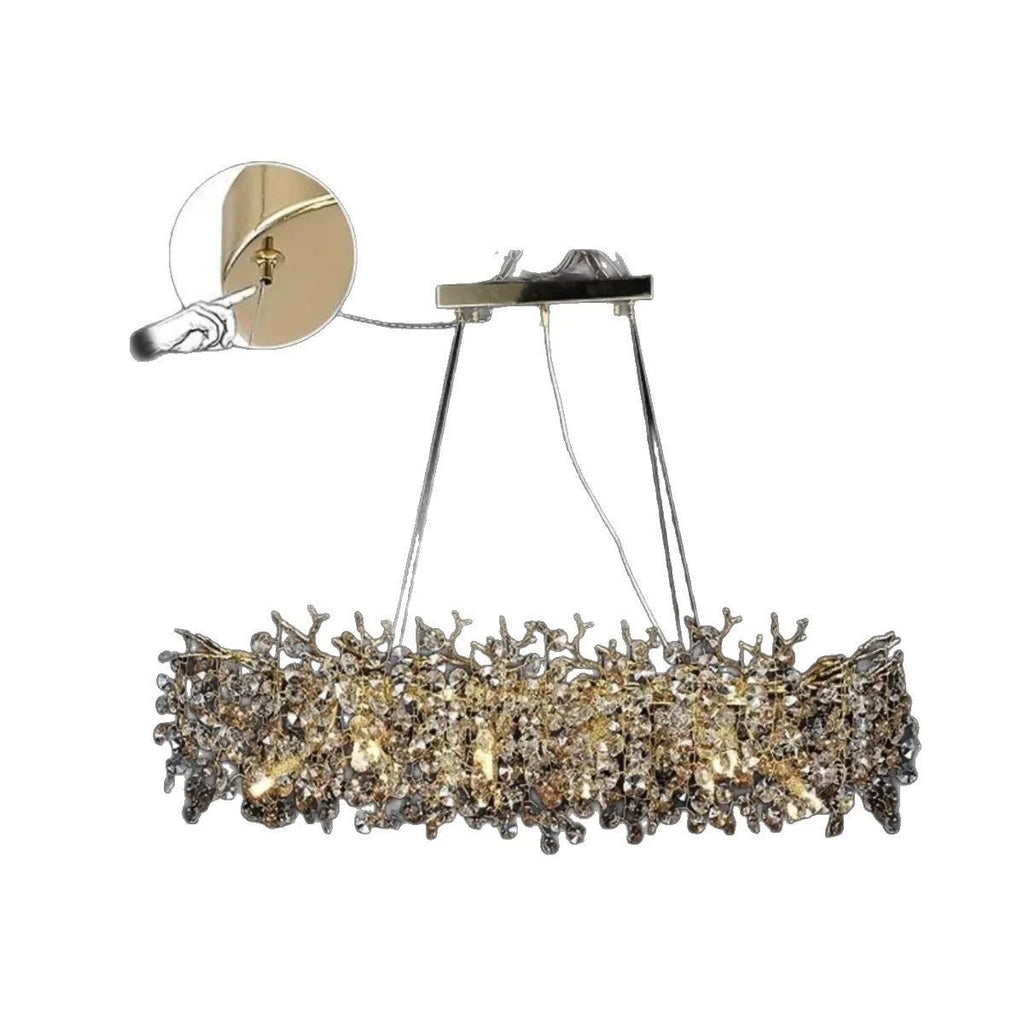 Modern simplicity die-cast aluminium LED chandelier with crystal accents in L150CM size for dining room