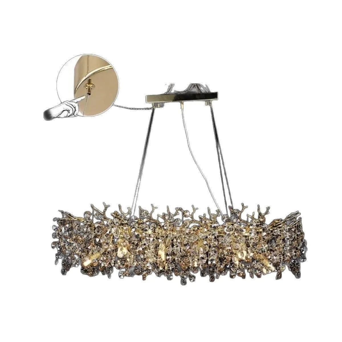 Modern simplicity die-cast aluminium LED chandelier with crystal accents in L150CM size for dining room