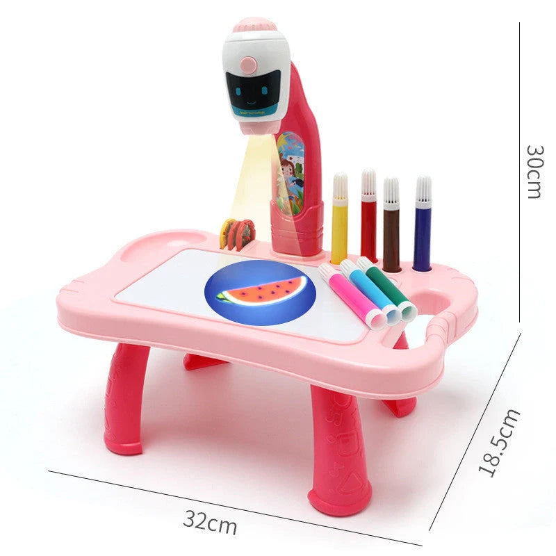 Children's magnetic projection drawing board with music function in blue and pink