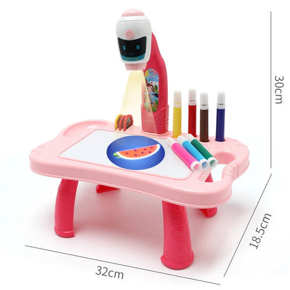 Children's magnetic projection drawing board with music function in blue and pink