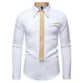 Men's polyester slim fit long-sleeved casual shirt in bright red, front view