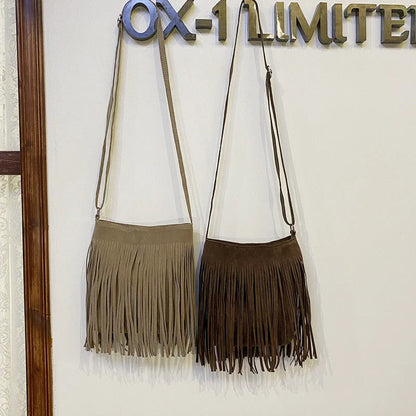 Artistic Tassel Shoulder Bag in various colours showcasing literary style and tassel detail