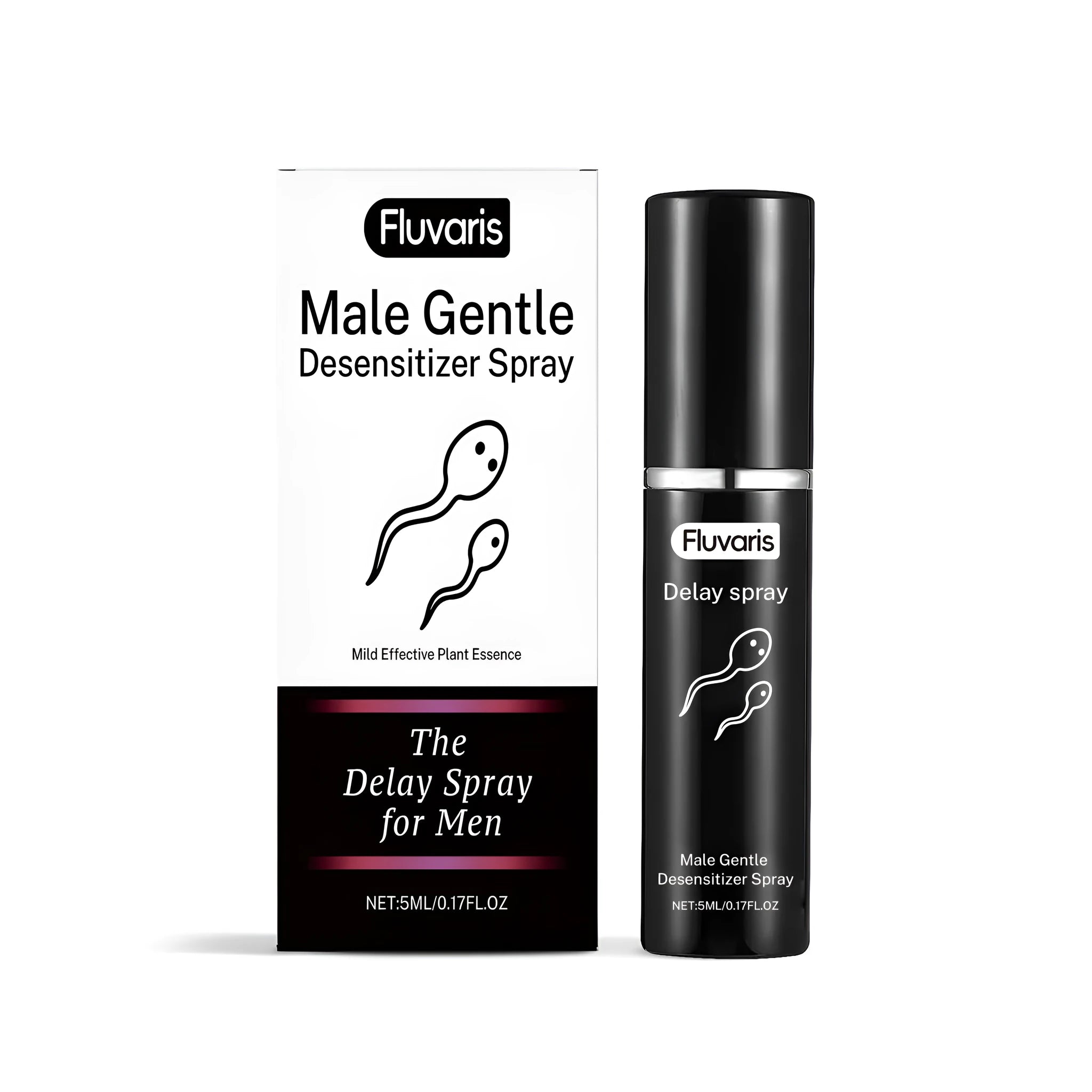 Small 5ml bottle of men's topical care spray with spray nozzle