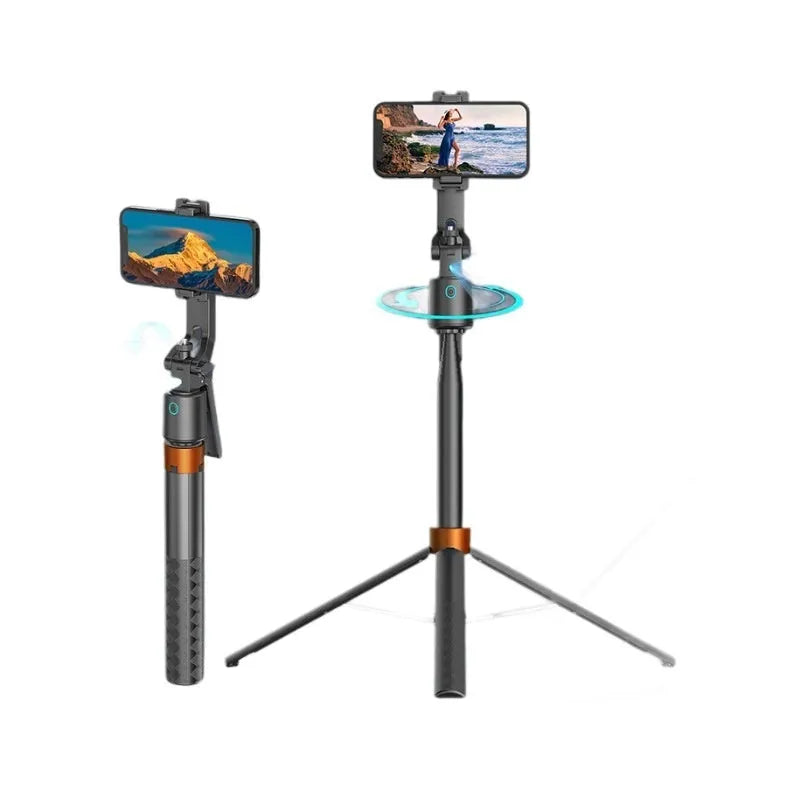 Smart face tracking PTZ Bluetooth selfie stick with 1.8m detachable keel in black plastic
