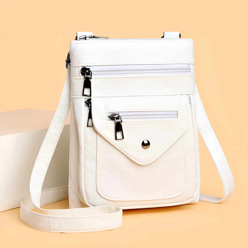 Women's vertical crossbody mobile phone bag in PU material with shoulder strap