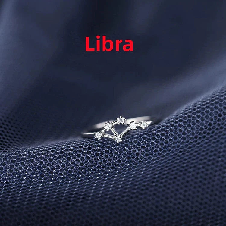 Silver Zodiac Sign Ring with detailed astrology symbols, electroplated for durability