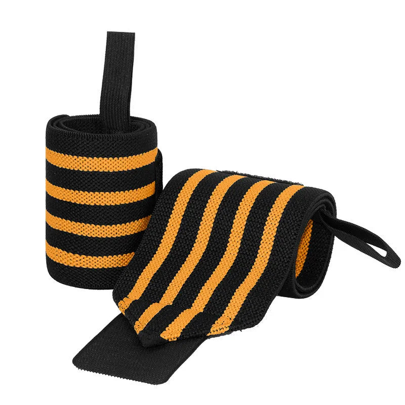 Power lifting elastic wrist bandage with stripe winding design in multiple colours for bench press and fitness training