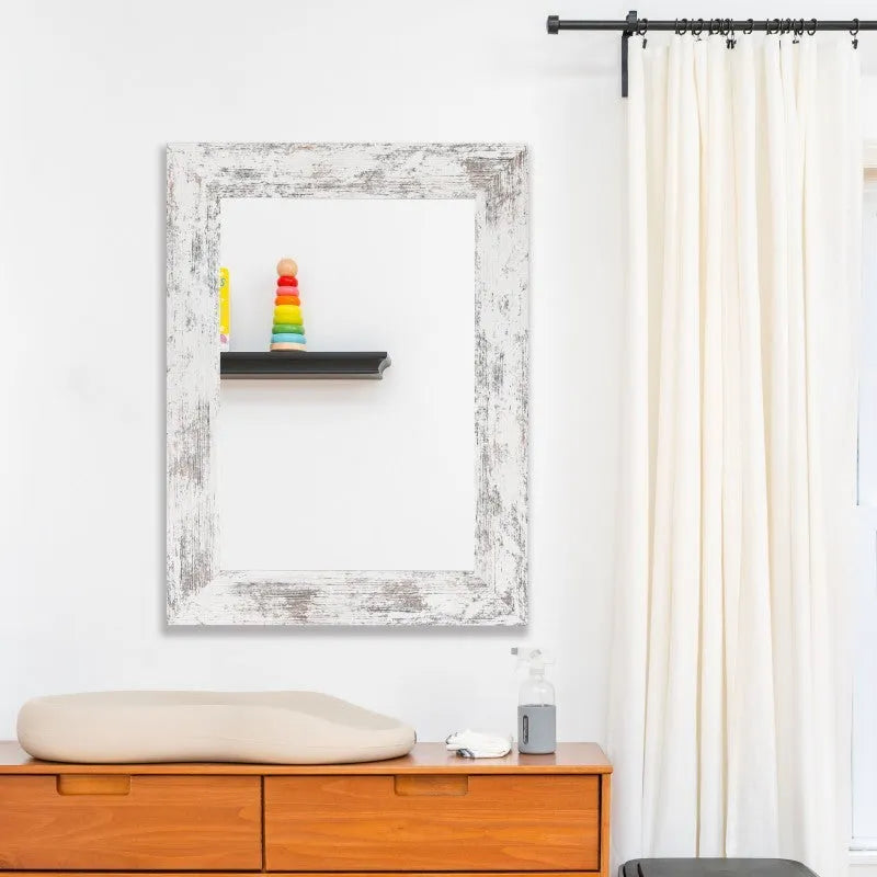 Little white wall-mounted dressing mirror with modern pastoral style and retro Chinese design elements