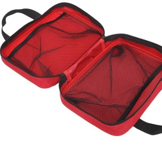 Large red medical rescue kit for car emergencies and outdoor travel