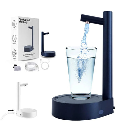 Sleek and efficient desk water dispenser with automatic bottle refilling and rechargeable USB power