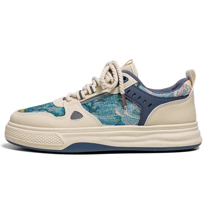 Canvas round-toe tide shoes in Milan green and beige colours on a flat heel, sizes 39-44.
