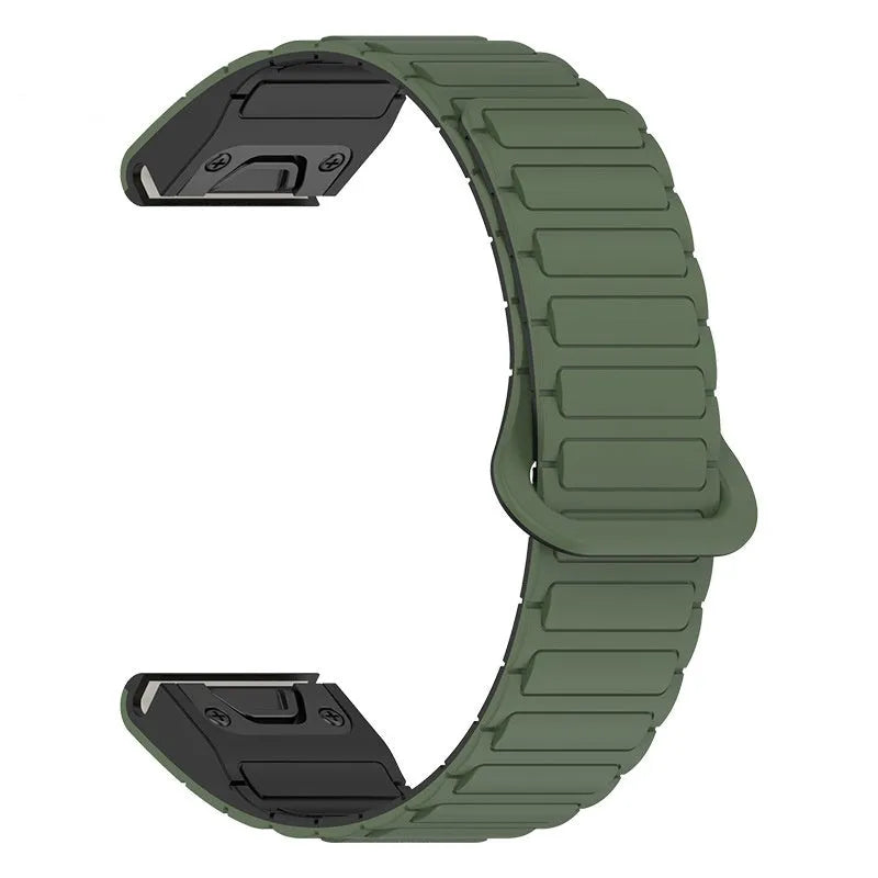 Jiaming silicone magnetic watch band in black with retaining ring style, 22mm width